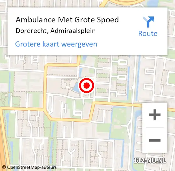 Locatie op kaart van de 112 melding: Ambulance Met Grote Spoed Naar Dordrecht, Admiraalsplein op 3 maart 2024 11:28