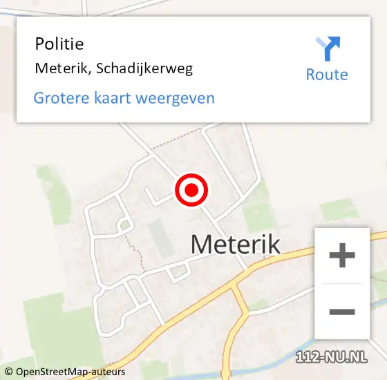Locatie op kaart van de 112 melding: Politie Meterik, Schadijkerweg op 3 maart 2024 11:48
