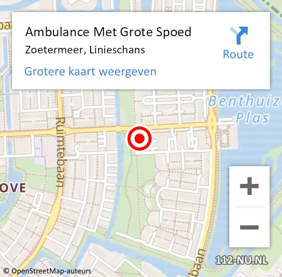 Locatie op kaart van de 112 melding: Ambulance Met Grote Spoed Naar Zoetermeer, Linieschans op 3 maart 2024 12:32