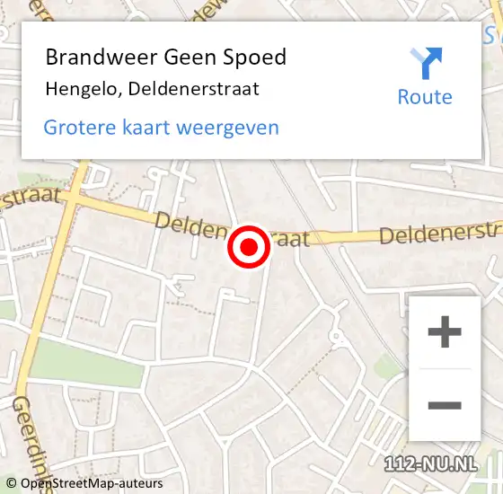 Locatie op kaart van de 112 melding: Brandweer Geen Spoed Naar Hengelo, Deldenerstraat op 3 maart 2024 13:18