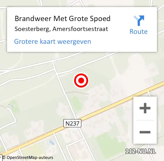 Locatie op kaart van de 112 melding: Brandweer Met Grote Spoed Naar Soesterberg, Amersfoortsestraat op 3 maart 2024 13:31