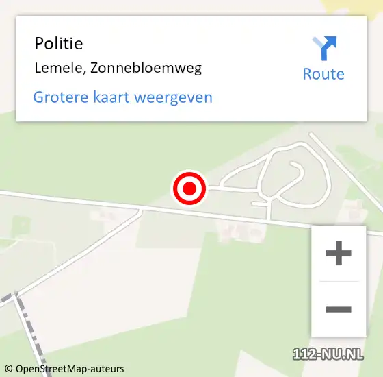 Locatie op kaart van de 112 melding: Politie Lemele, Zonnebloemweg op 3 maart 2024 13:34