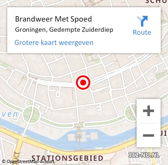 Locatie op kaart van de 112 melding: Brandweer Met Spoed Naar Groningen, Gedempte Zuiderdiep op 3 maart 2024 13:37
