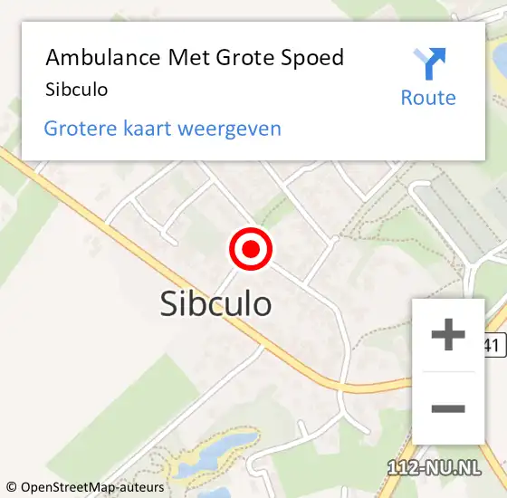 Locatie op kaart van de 112 melding: Ambulance Met Grote Spoed Naar Sibculo op 3 maart 2024 13:59
