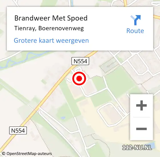 Locatie op kaart van de 112 melding: Brandweer Met Spoed Naar Tienray, Boerenovenweg op 3 maart 2024 14:03