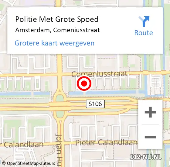 Locatie op kaart van de 112 melding: Politie Met Grote Spoed Naar Amsterdam, Comeniusstraat op 3 maart 2024 14:20