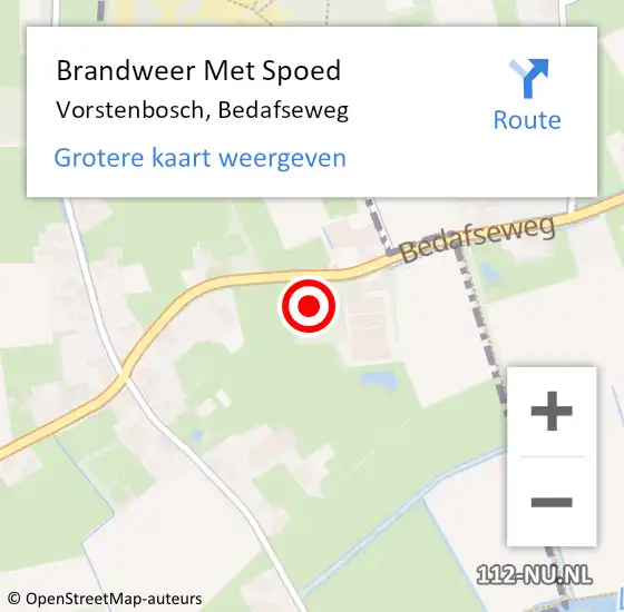 Locatie op kaart van de 112 melding: Brandweer Met Spoed Naar Vorstenbosch, Bedafseweg op 3 maart 2024 14:39