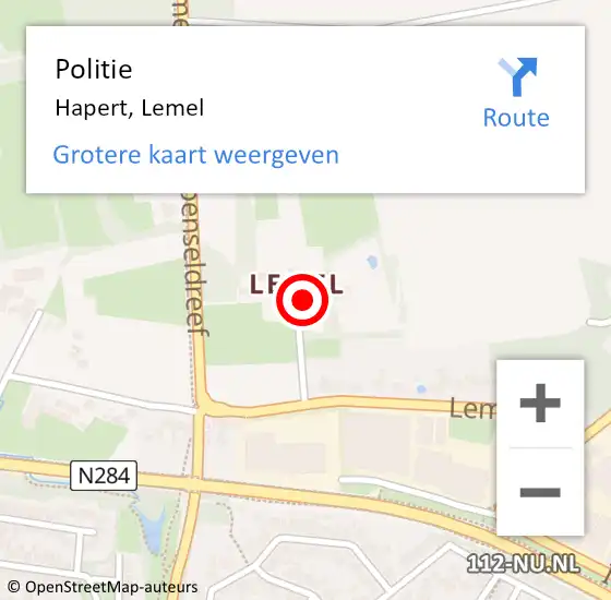 Locatie op kaart van de 112 melding: Politie Hapert, Lemel op 3 maart 2024 14:45