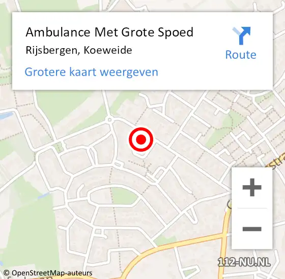 Locatie op kaart van de 112 melding: Ambulance Met Grote Spoed Naar Rijsbergen, Koeweide op 27 september 2014 21:33