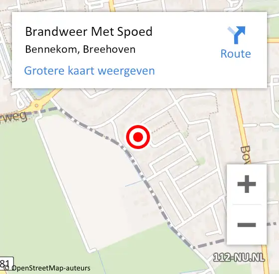 Locatie op kaart van de 112 melding: Brandweer Met Spoed Naar Bennekom, Breehoven op 3 maart 2024 15:20