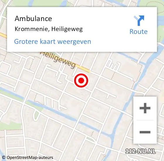 Locatie op kaart van de 112 melding: Ambulance Krommenie, Heiligeweg op 3 maart 2024 15:30