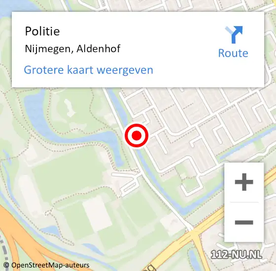 Locatie op kaart van de 112 melding: Politie Nijmegen, Aldenhof op 3 maart 2024 15:33