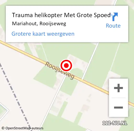 Locatie op kaart van de 112 melding: Trauma helikopter Met Grote Spoed Naar Mariahout, Rooijseweg op 3 maart 2024 16:36