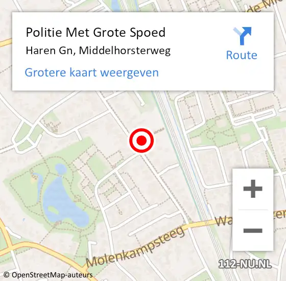 Locatie op kaart van de 112 melding: Politie Met Grote Spoed Naar Haren Gn, Middelhorsterweg op 3 maart 2024 17:01