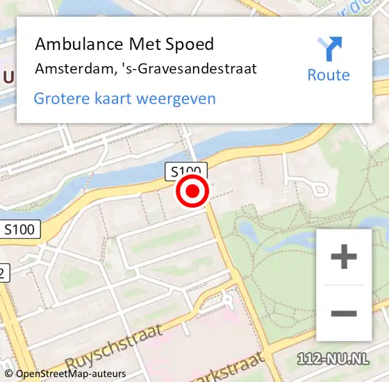 Locatie op kaart van de 112 melding: Ambulance Met Spoed Naar Amsterdam, 's-Gravesandestraat op 3 maart 2024 17:57