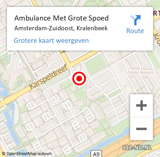 Locatie op kaart van de 112 melding: Ambulance Met Grote Spoed Naar Amsterdam, Kralenbeek op 3 maart 2024 18:34
