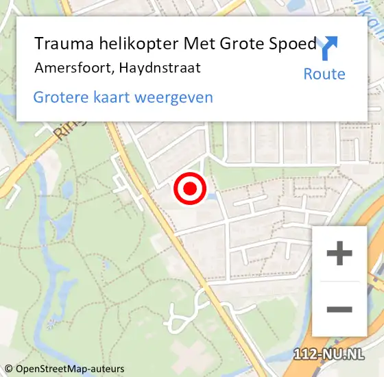 Locatie op kaart van de 112 melding: Trauma helikopter Met Grote Spoed Naar Amersfoort, Haydnstraat op 3 maart 2024 18:37