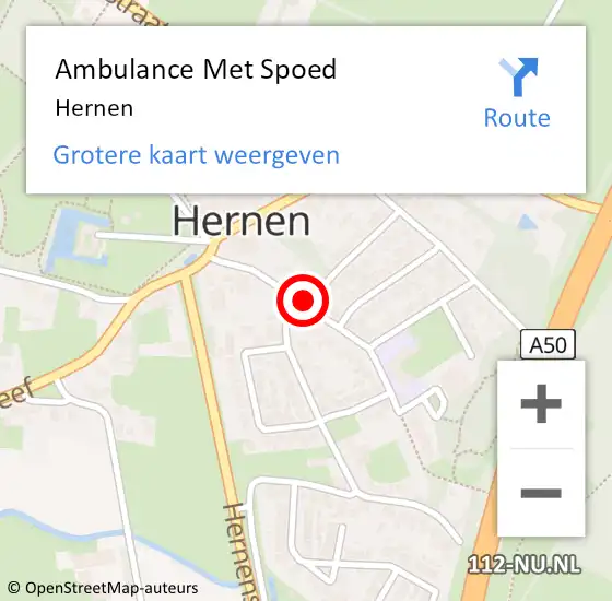 Locatie op kaart van de 112 melding: Ambulance Met Spoed Naar Hernen op 3 maart 2024 18:44