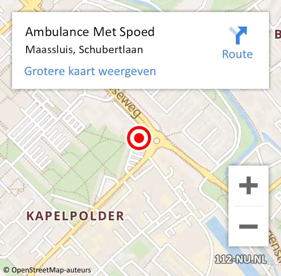 Locatie op kaart van de 112 melding: Ambulance Met Spoed Naar Maassluis, Schubertlaan op 3 maart 2024 18:57