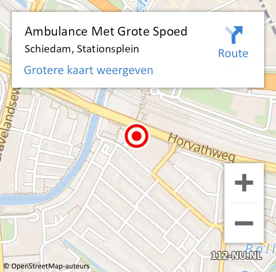 Locatie op kaart van de 112 melding: Ambulance Met Grote Spoed Naar Schiedam, Stationsplein op 3 maart 2024 19:01
