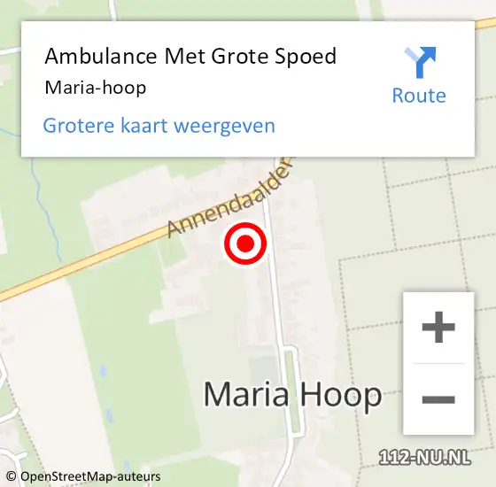 Locatie op kaart van de 112 melding: Ambulance Met Grote Spoed Naar Maria-hoop op 3 maart 2024 19:38