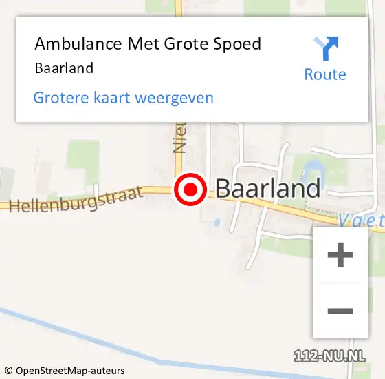 Locatie op kaart van de 112 melding: Ambulance Met Grote Spoed Naar Baarland op 3 maart 2024 19:55