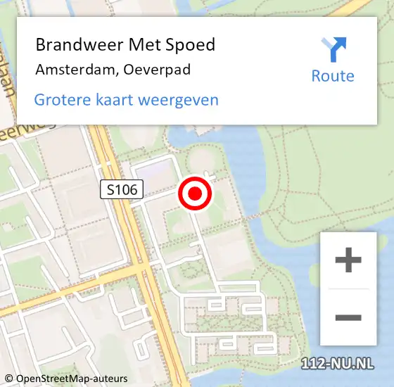 Locatie op kaart van de 112 melding: Brandweer Met Spoed Naar Amsterdam, Oeverpad op 3 maart 2024 20:05