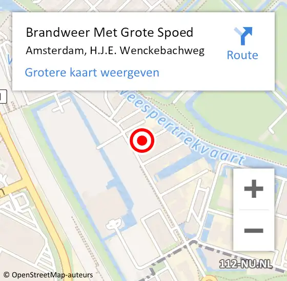 Locatie op kaart van de 112 melding: Brandweer Met Grote Spoed Naar Amsterdam, H.J.E. Wenckebachweg op 3 maart 2024 20:09
