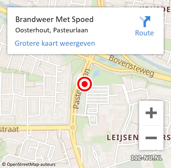 Locatie op kaart van de 112 melding: Brandweer Met Spoed Naar Oosterhout, Pasteurlaan op 3 maart 2024 20:34