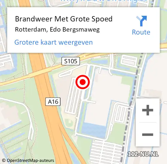 Locatie op kaart van de 112 melding: Brandweer Met Grote Spoed Naar Rotterdam, Edo Bergsmaweg op 3 maart 2024 20:48