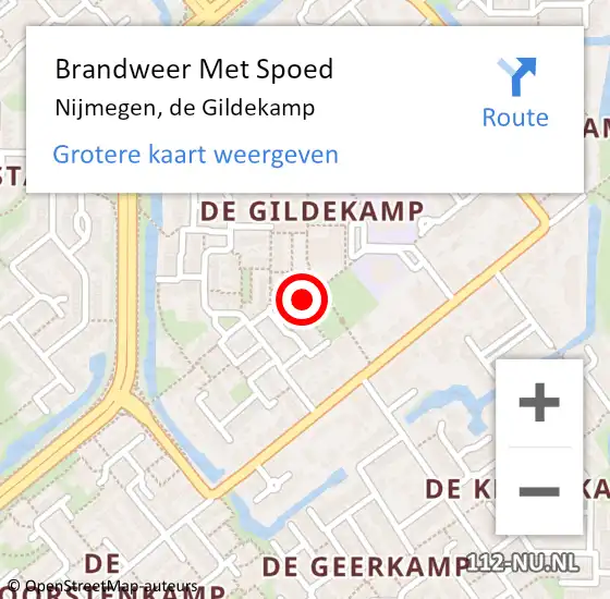 Locatie op kaart van de 112 melding: Brandweer Met Spoed Naar Nijmegen, de Gildekamp op 3 maart 2024 21:17