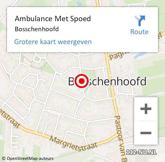 Locatie op kaart van de 112 melding: Ambulance Met Spoed Naar Bosschenhoofd op 3 maart 2024 21:21