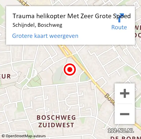 Locatie op kaart van de 112 melding: Trauma helikopter Met Zeer Grote Spoed Naar Schijndel, Boschweg op 3 maart 2024 21:23