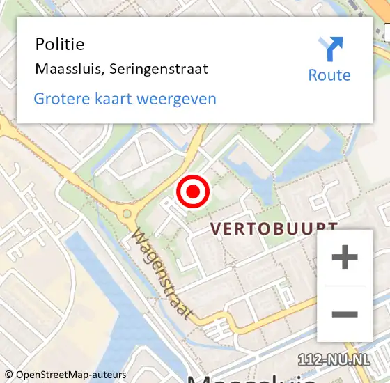 Locatie op kaart van de 112 melding: Politie Maassluis, Seringenstraat op 3 maart 2024 22:19