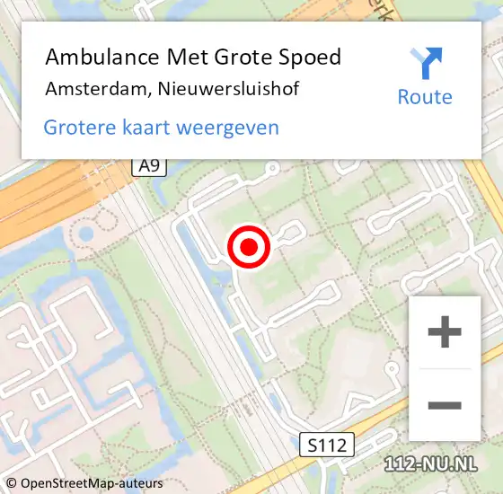 Locatie op kaart van de 112 melding: Ambulance Met Grote Spoed Naar Amsterdam, Nieuwersluishof op 3 maart 2024 23:25