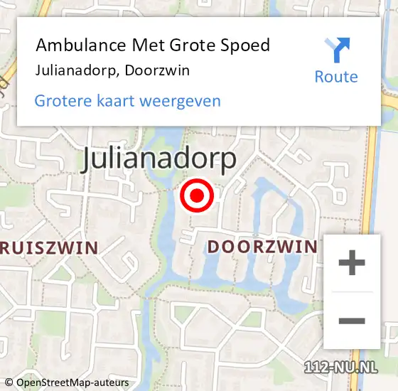 Locatie op kaart van de 112 melding: Ambulance Met Grote Spoed Naar Julianadorp, Doorzwin op 4 maart 2024 01:39