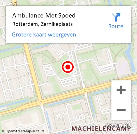 Locatie op kaart van de 112 melding: Ambulance Met Spoed Naar Rotterdam, Zernikeplaats op 4 maart 2024 04:15