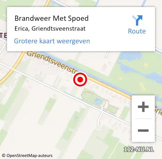 Locatie op kaart van de 112 melding: Brandweer Met Spoed Naar Erica, Griendtsveenstraat op 4 maart 2024 04:18