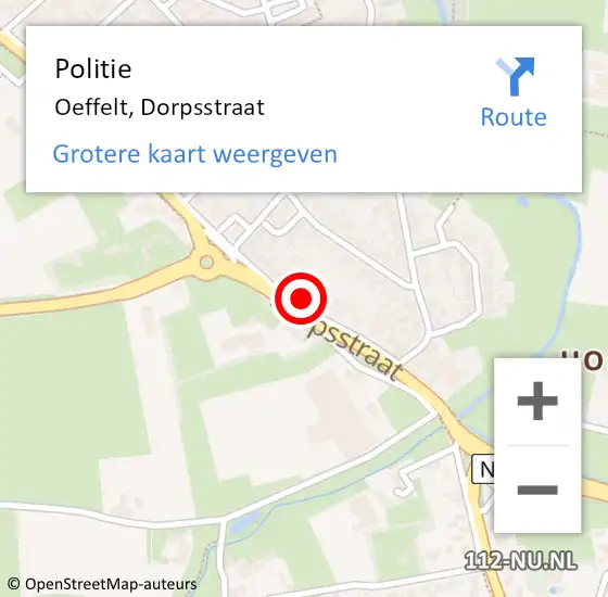 Locatie op kaart van de 112 melding: Politie Oeffelt, Dorpsstraat op 4 maart 2024 06:56