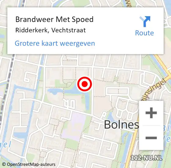 Locatie op kaart van de 112 melding: Brandweer Met Spoed Naar Ridderkerk, Vechtstraat op 4 maart 2024 07:45