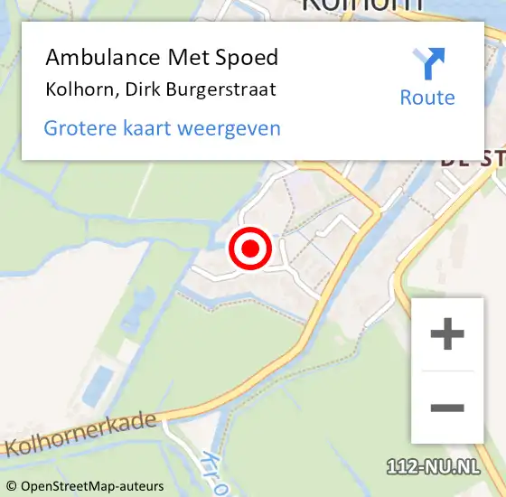Locatie op kaart van de 112 melding: Ambulance Met Spoed Naar Kolhorn, Dirk Burgerstraat op 4 maart 2024 07:53