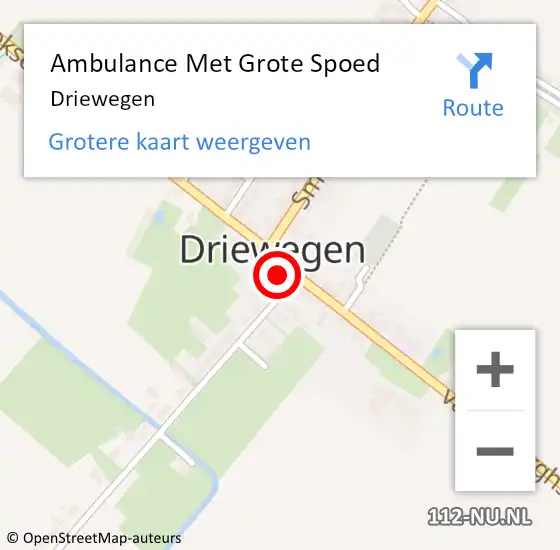 Locatie op kaart van de 112 melding: Ambulance Met Grote Spoed Naar Driewegen op 4 maart 2024 08:00