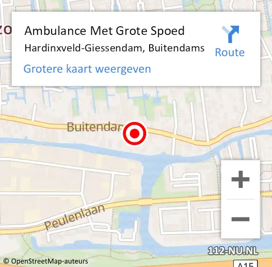 Locatie op kaart van de 112 melding: Ambulance Met Grote Spoed Naar Hardinxveld-Giessendam, Buitendams op 4 maart 2024 08:24