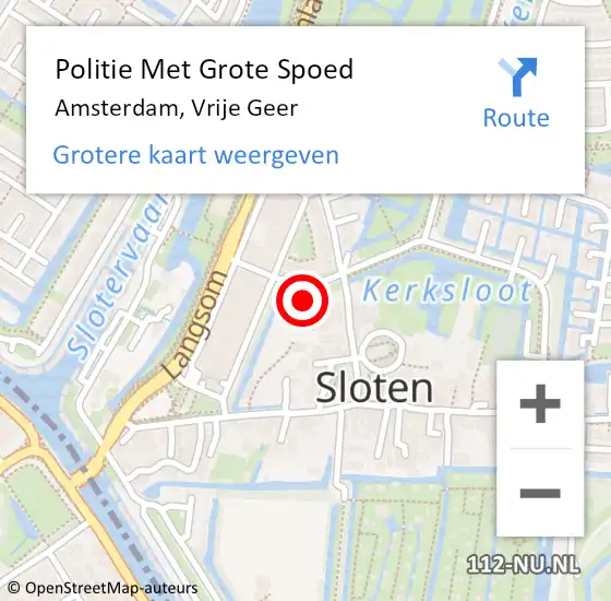 Locatie op kaart van de 112 melding: Politie Met Grote Spoed Naar Amsterdam, Vrije Geer op 4 maart 2024 08:35