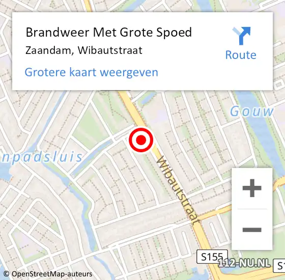 Locatie op kaart van de 112 melding: Brandweer Met Grote Spoed Naar Zaandam, Wibautstraat op 4 maart 2024 09:32