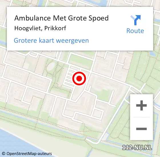 Locatie op kaart van de 112 melding: Ambulance Met Grote Spoed Naar Hoogvliet, Prikkorf op 4 maart 2024 09:47