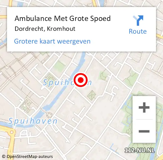 Locatie op kaart van de 112 melding: Ambulance Met Grote Spoed Naar Dordrecht, Kromhout op 4 maart 2024 10:07