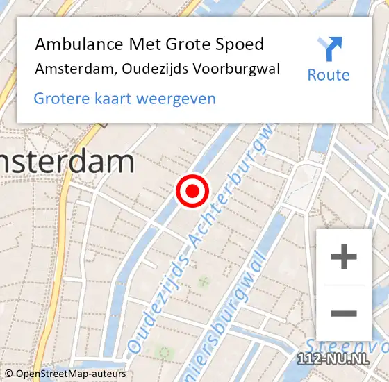 Locatie op kaart van de 112 melding: Ambulance Met Grote Spoed Naar Amsterdam, Oudezijds Voorburgwal op 4 maart 2024 11:19