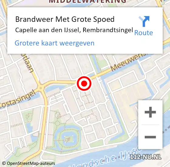 Locatie op kaart van de 112 melding: Brandweer Met Grote Spoed Naar Capelle aan den IJssel, Rembrandtsingel op 4 maart 2024 11:22