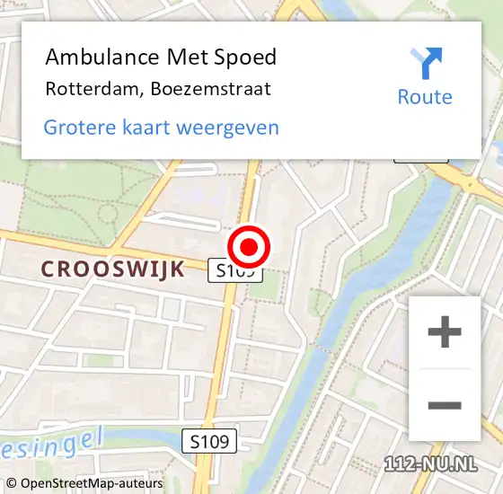 Locatie op kaart van de 112 melding: Ambulance Met Spoed Naar Rotterdam, Boezemstraat op 4 maart 2024 11:47